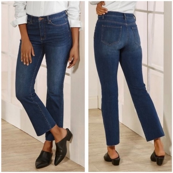 Soft Surroundings Raw Hem Cropped Bootcut Jeans 2CW56 Size 12 - Picture 1 of 7